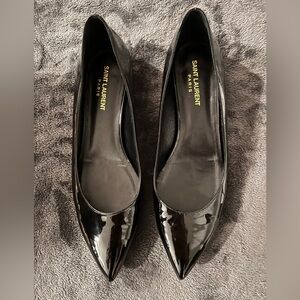 Saint Laurent Black Patent Leather Flat